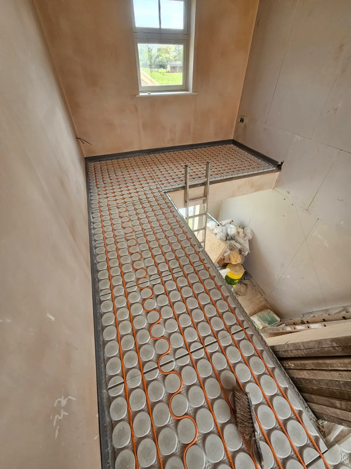 Variotherm overlay underfloor heating installed on a renovation first floor.